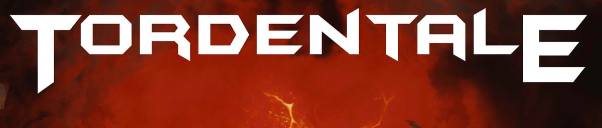 Tordentale-logoen. Som en metal-logo, bare teitere. Pluss litt mørke og lyn.
